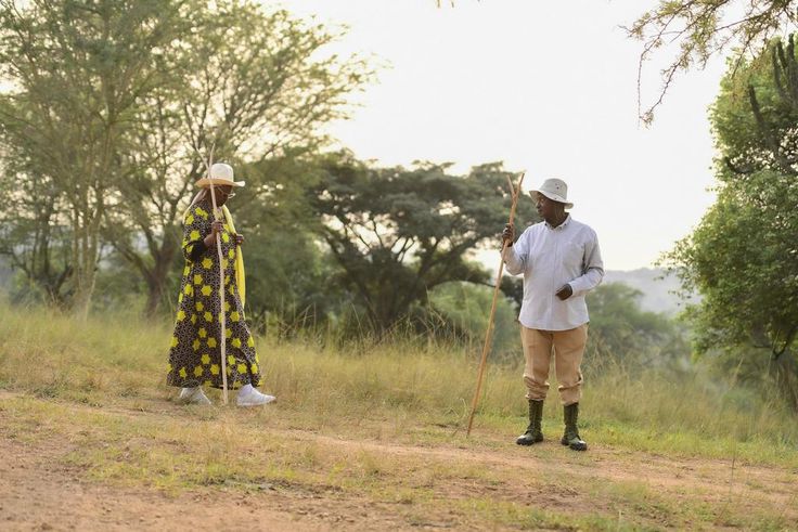 President Yoweri Museveni and wife, Janet Kataaha, at the farm
