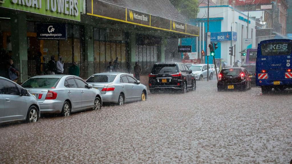 Car on a Kenyan road during the rainy season