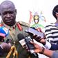 Gen Peter Elwelu speaking to the press