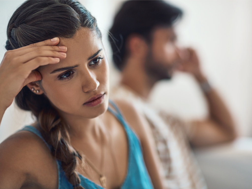 Stressed couple breakup