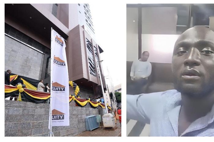 Farook Ssekandi filmed himself being avoided by staff inside Equit Bank's main branch
