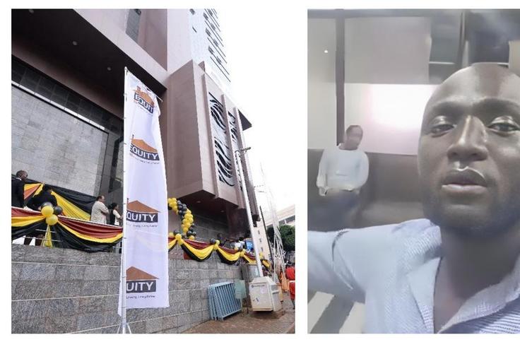 Farook Ssekandi filmed himself being avoided by staff inside Equit Bank's main branch