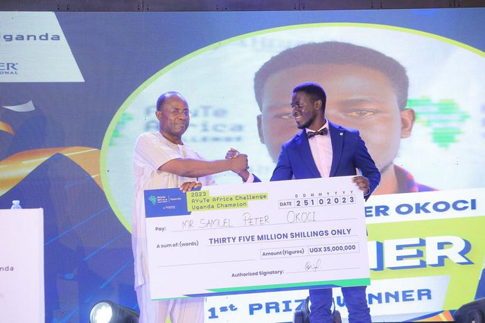 The overall winner Samuel Peter Okoci took home Shs. 35million for his groundbreaking electronic temperature system for chick rearing