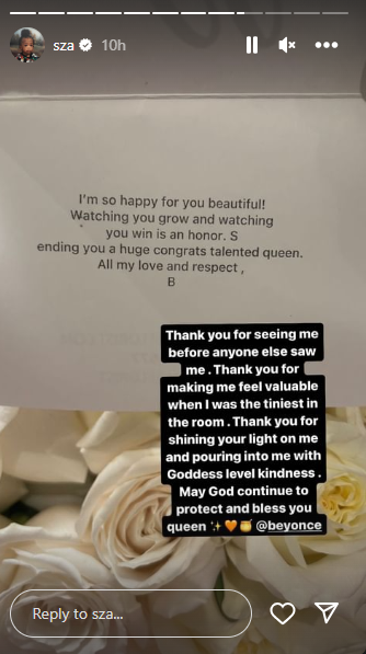 SZA's appreciation post