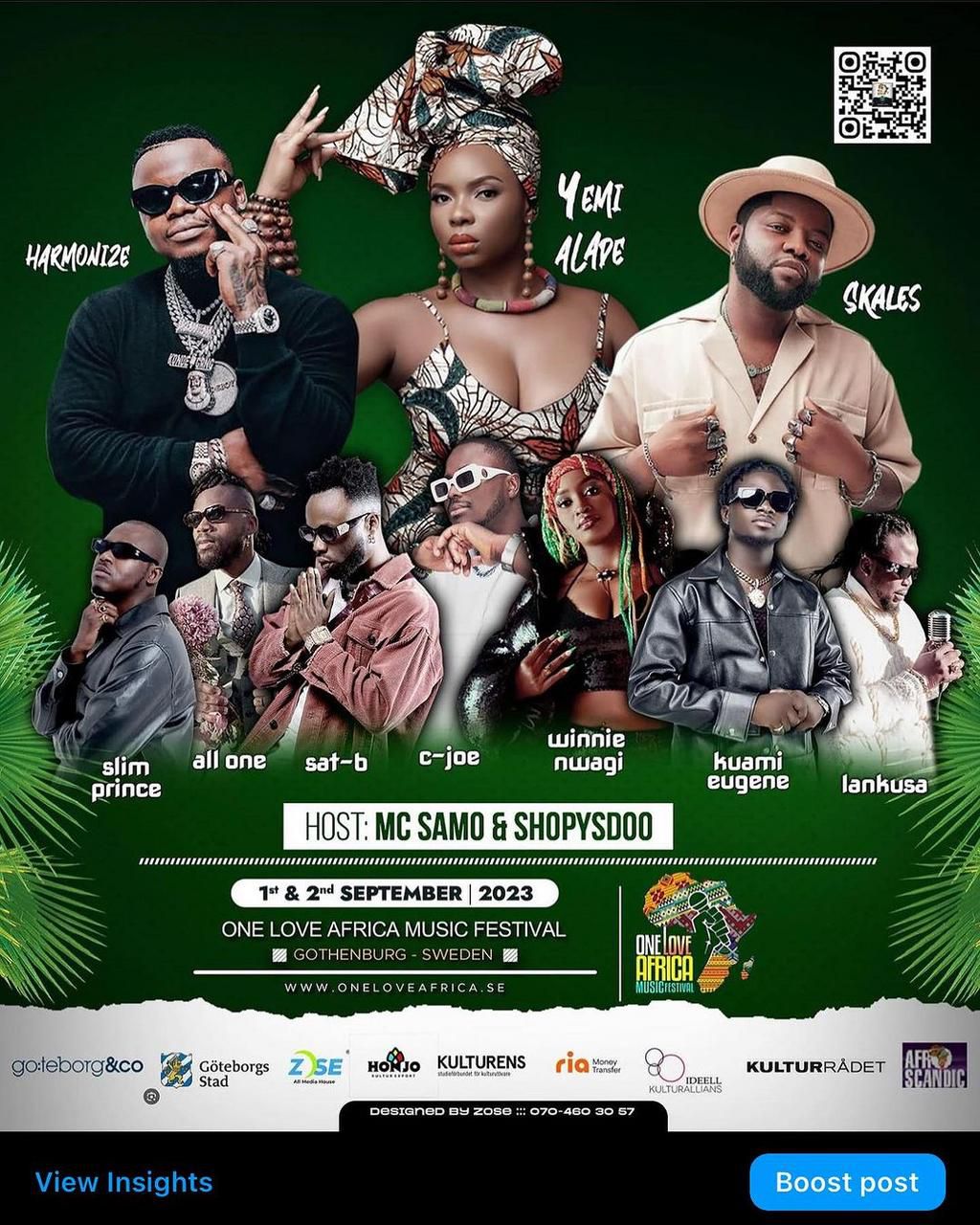 Winnie Nwagi drops out of Sweden festival in world's most sustainable city/Instagram