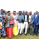 Thomas Tayebwa with some of the local leaders during the Women's Day celebrations in Bushenyi district
