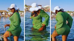 Throw away your beach sarong wrap for Iryn Namubiru's crochet beach cover-up/Instagram