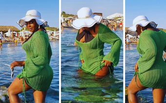 Throw away your beach sarong wrap for Iryn Namubiru's crochet beach cover-up/Instagram