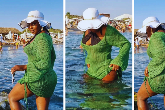 Throw away your beach sarong wrap for Iryn Namubiru's crochet beach cover-up/Instagram