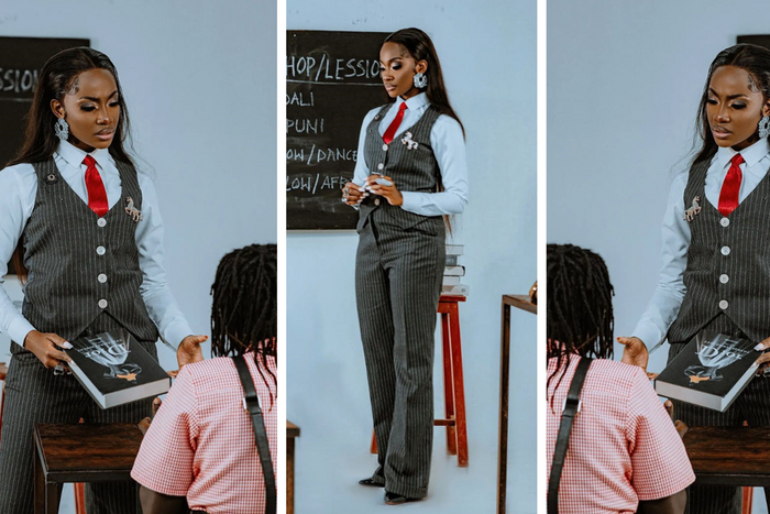 Reycho Rey stunning pinstripe suit in teaser for her 'biggest song 2023'/Instagram