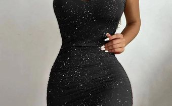 Black woman wearing a black dress [Walmart]