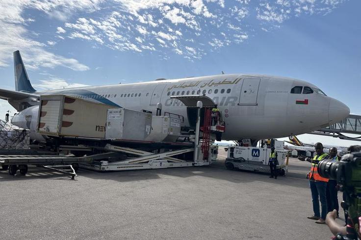 The artefacts on arrival at Entebbe International Airport on Saturday