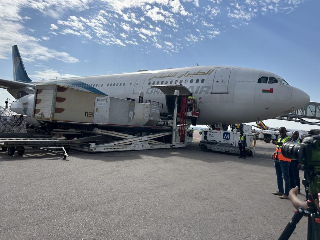 The artefacts on arrival at Entebbe International Airport on Saturday