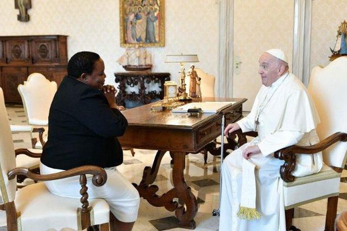 Robinah Nabbanja met Pope Francis at Vatican on Monday July 24
