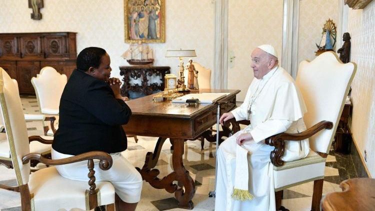 Robinah Nabbanja met Pope Francis at Vatican on Monday July 24