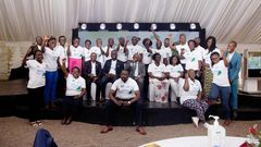 Batema (centre) with human rights activists He urged them to appeal to auhtorities when dealing with human rights complaints