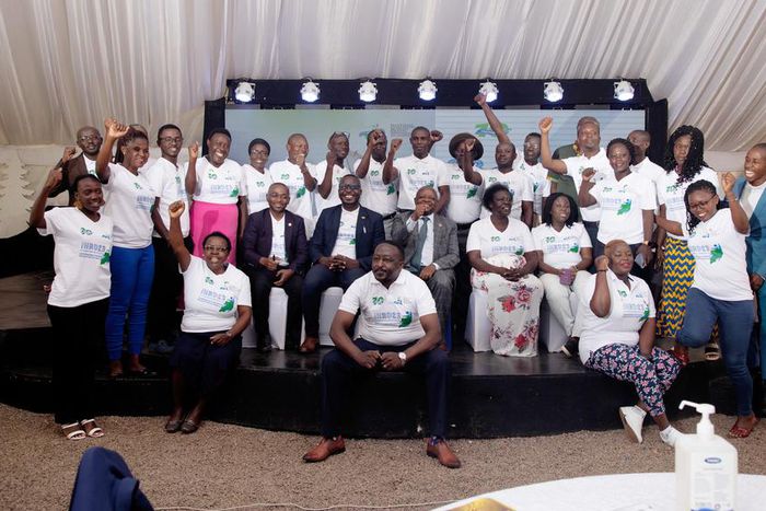 Batema (centre) with human rights activists He urged them to appeal to auhtorities when dealing with human rights complaints