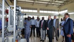 Officials from TotalEnergies, UNOC., PAU and others touring the workshops at UPIK