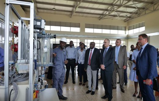 Officials from TotalEnergies, UNOC., PAU and others touring the workshops at UPIK