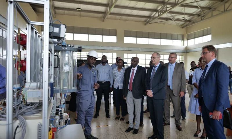 Officials from TotalEnergies, UNOC., PAU and others touring the workshops at UPIK