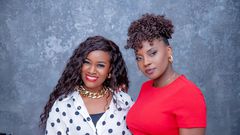 Juliana (L) and Iryn Namubiru (R) pose for photo