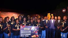 The Uganda Women's rugby team upon getting the reward