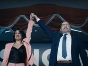 Claudia Doumit as Victoria Neuman and Jim Beaver as Robert Singer on season four of "The Boys."Prime Video