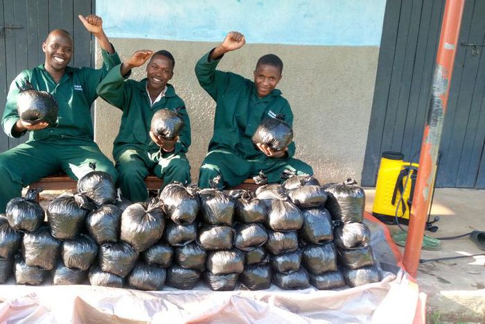 Ndyabawe with some of his colleagues after a training session with farmers