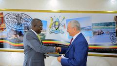 Mourad Amokrane, the ambassador-designate of Algeria to Uganda, presented copies of his Letters of Credence to the Minister of State for Foreign Affairs in charge of Regional Affairs, John Mulimba.