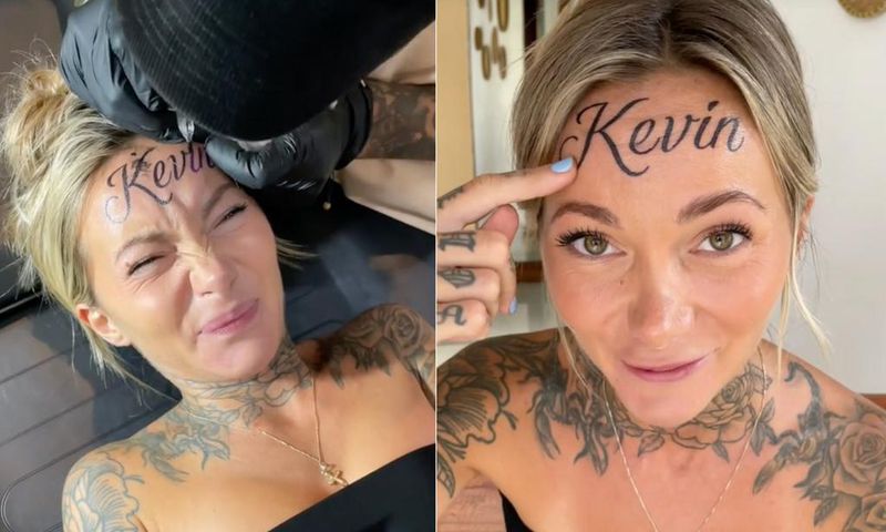 Some people seemed to really believe she got "Kevin" tattooed on her forehead.@anastanskovsky / TikTok