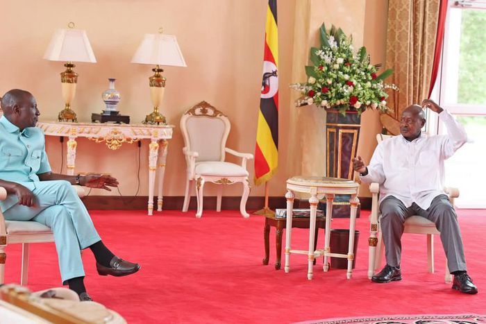 Museveni and Ruto during their meeting on Sunday
