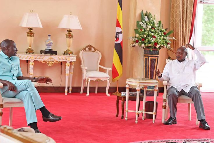 Museveni and Ruto during their meeting on Sunday