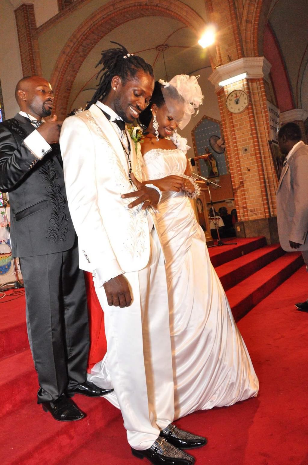 The couple leaving church