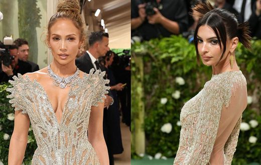 Jennifer Lopez and Emily Ratajkowski were among those who wore naked dresses at the 2024 Met Gala. Sean Zanni/Patrick McMullan via Getty Images/Dia Dipasupil/Getty Images