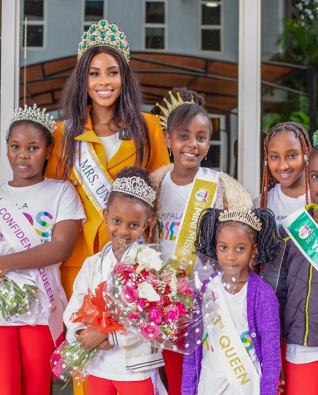 Little Miss Universe queens  with Trisha Nabukenya