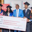 VC Prof Barnabas Nawangwe and Tetteh Ayitevie, the CEO Prudential Assurance Uganda posing with the 2nd cohort graduates