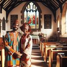 Linda and Zibo crossed paths in church (image is AI-generated) [DALL-E]