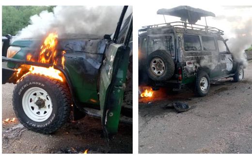 The truck in which the tourists were moving in was set ablaze