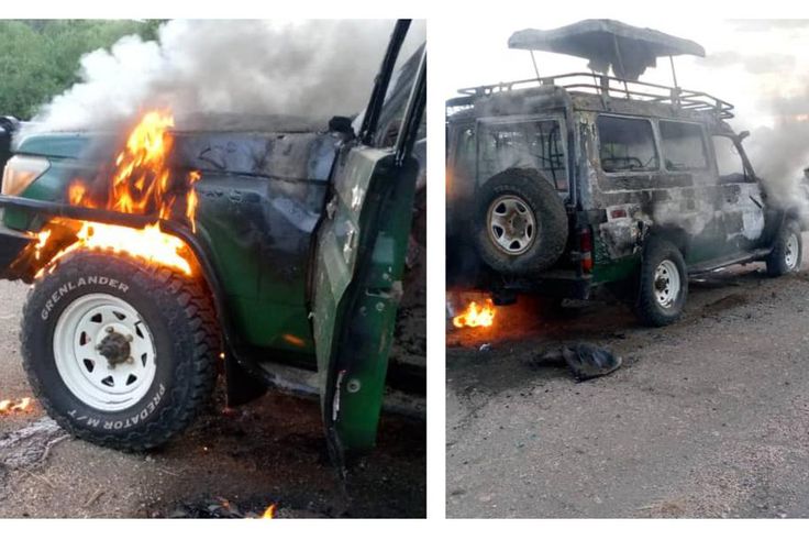 The truck in which the tourists were moving in was set ablaze