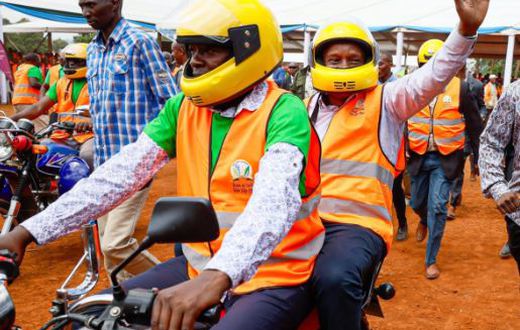 Deputy President Kithure Kindiki riding on a motorcycle in Embu on Saturday, February 1, 2025