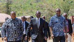 President William Ruto at the burial of Baringo Senator William Cheptumo at Arap Cheptumo in Bartabwa in Baringo County.