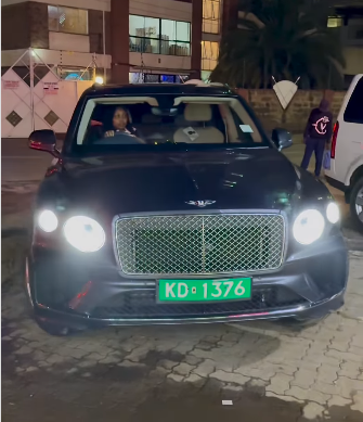 Millicent Omanga test-driving her latest acquisition, a Bentley Bentayga