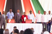 President William Ruto with AFREXIM Bank President Prof. Benedict Oramah witnessing the signing of the Dongo Kundu Special Economic Zone Lease Agreement between Kenya AFREXIM) Bank