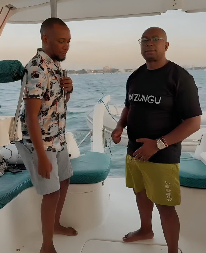 Simon Kabu and a friend during a trip in Tanzania