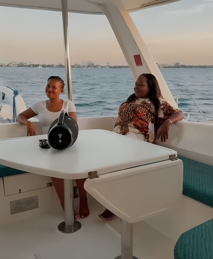 Sarah Mtalii on a yacht