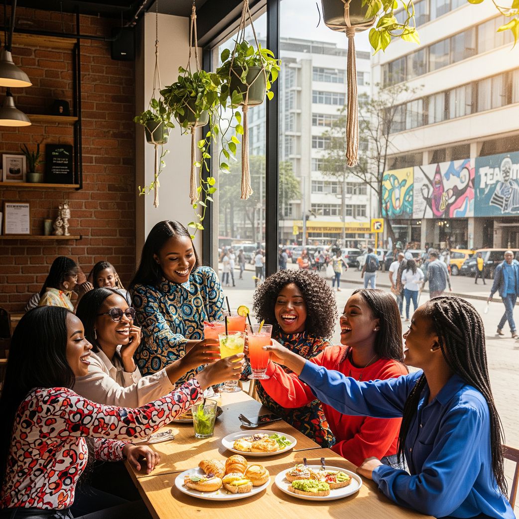 An AI-generated image of ladies celebrating