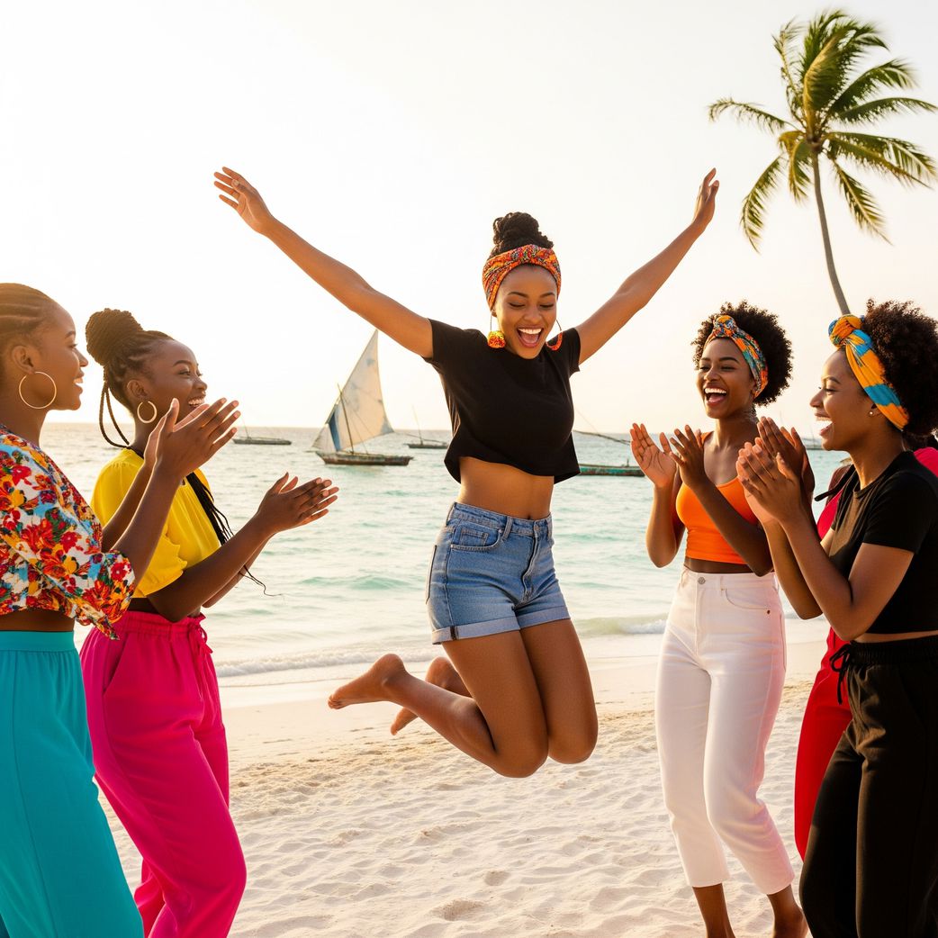 An AI-generated image of ladies celebrating