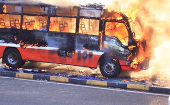 Super Metro bus torched on Thika Superhighway after fatal accident