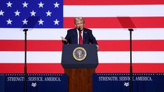 President Donald Trump addressing top military bosses at Marine Corps Base Quantico in Virginia. 