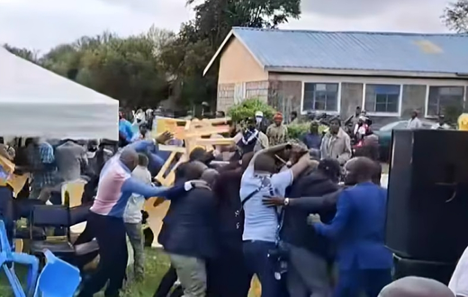 Former Deputy President Rigathi Gachagua is whisked away to safety after goons attacked mourners at a funeral in Bibirioni village, Limuru on Nov 28, 2024.